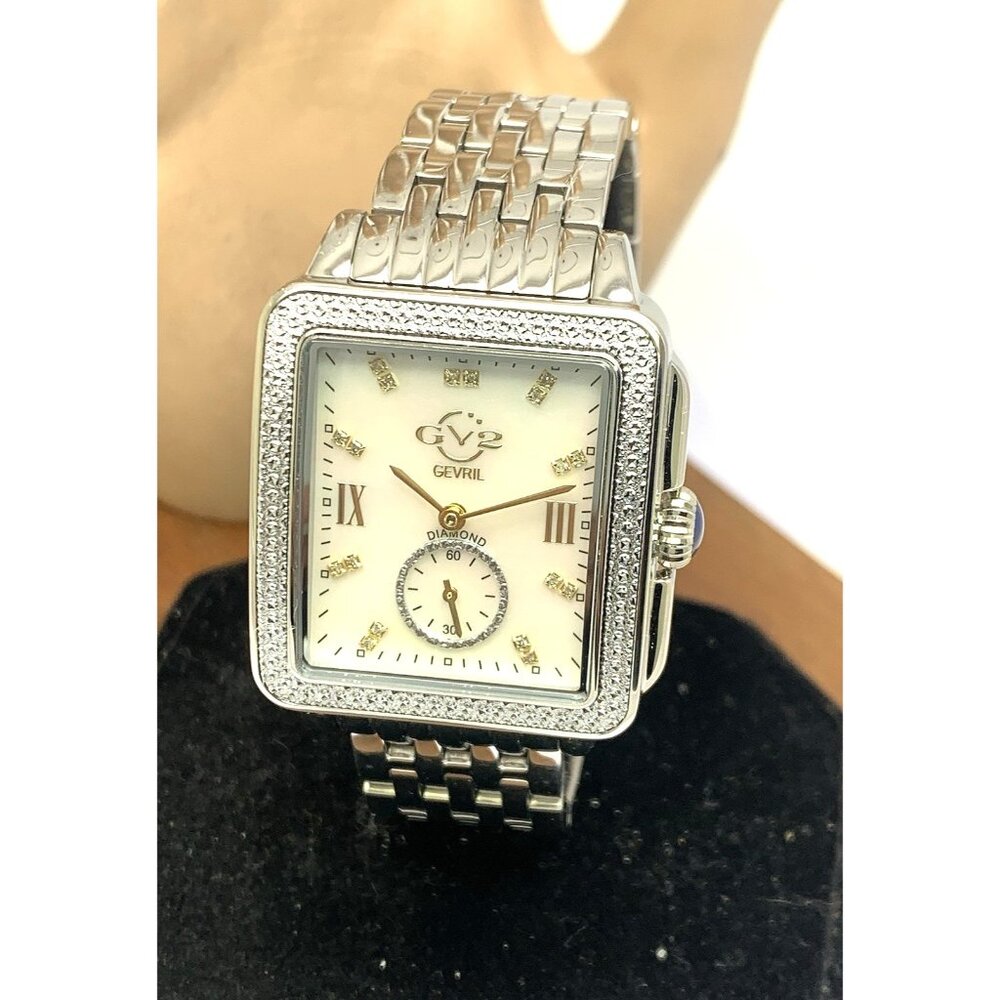 GV2 by Gevril Women's Watch 9258B Swiss Quartz Diamond Mother of Pearl Dial 32mm